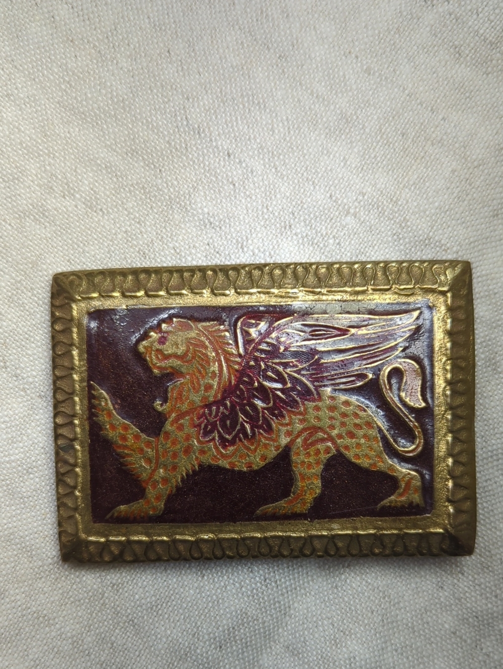 Vintage 70's Gryphon Brass Belt Buckle Made In India
